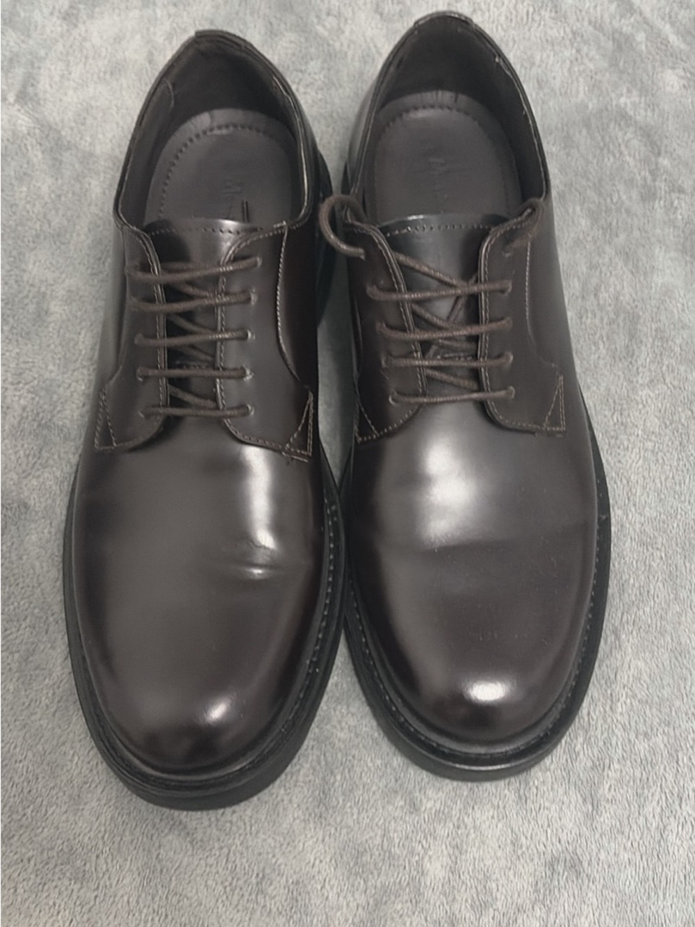 Massimo Dutti Dark Brown Leather Derby Shoes
